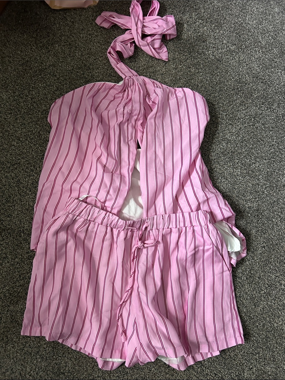 Pink Striped Halter top and shorts set size XS